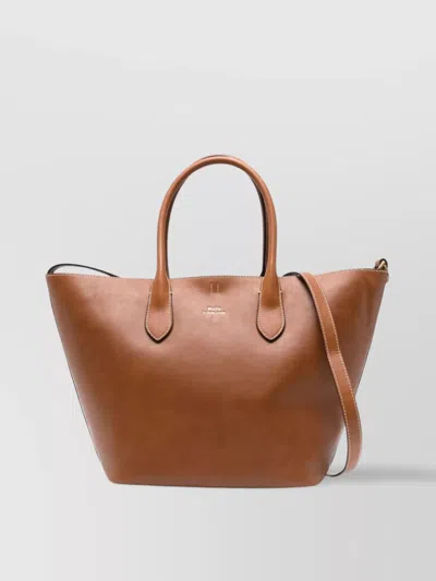 Ralph Lauren Shopper Tote Bag With Open Top And Rolled Handles In Brown