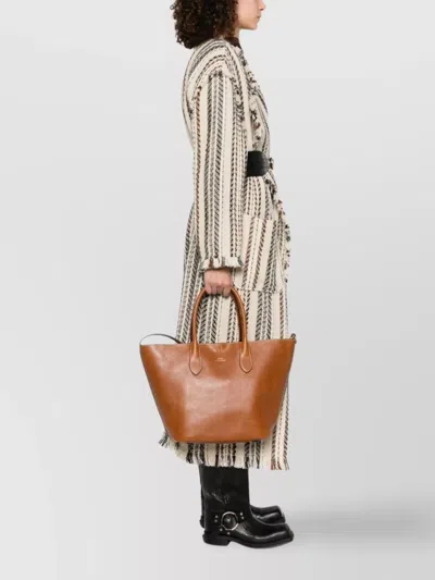 Ralph Lauren Shopper Tote Bag With Open Top And Rolled Handles In Brown