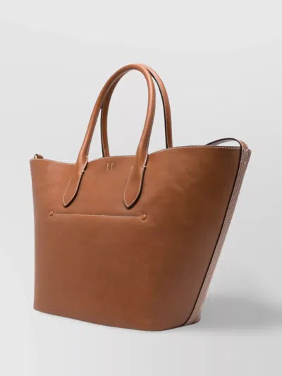 Ralph Lauren Shopper Tote Bag With Open Top And Rolled Handles In Brown