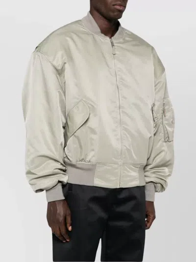 Entire Studios Padded Drop Shoulder Bomber Jacket In Grey