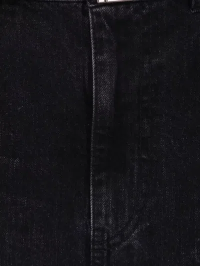 Sacai Pleated Denim Skirt With Adjustable Belt Loops In Black