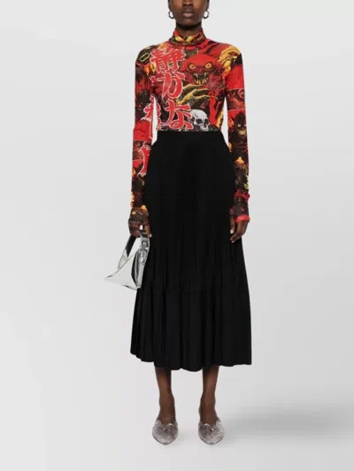 Junya Watanabe Wool Flared Tiered Midi Skirt In Black