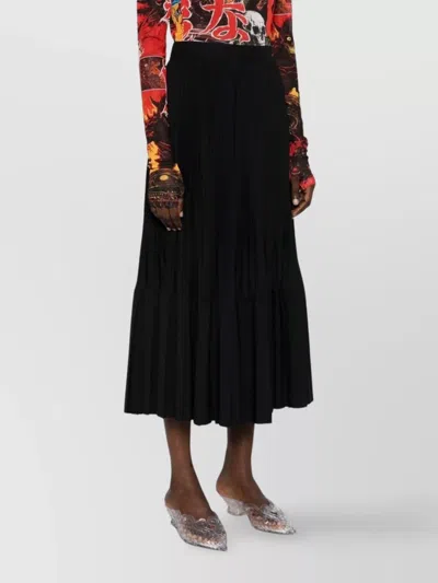 Junya Watanabe Wool Flared Tiered Midi Skirt In Black