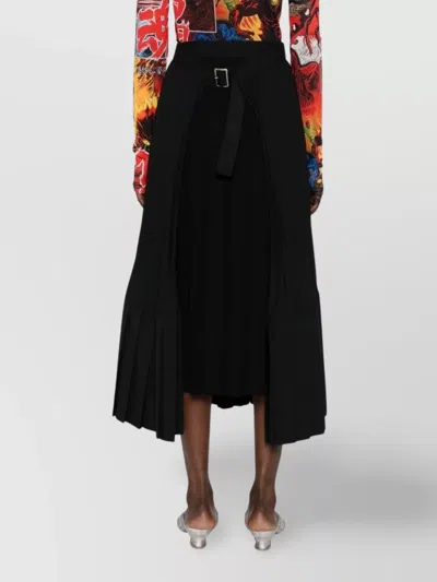 Junya Watanabe Wool Flared Tiered Midi Skirt In Black