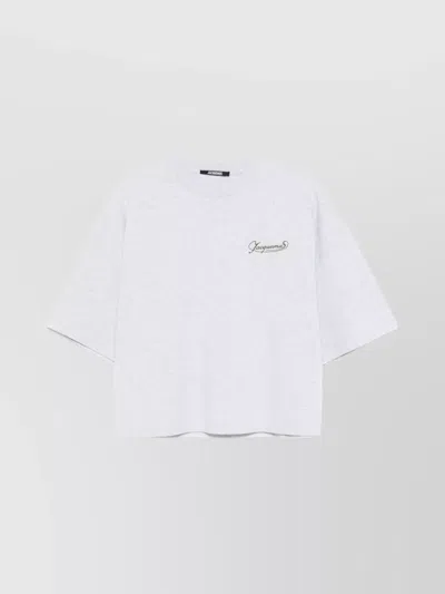 Jacquemus Short Sleeve Crew Neck Oversized Top In Grey