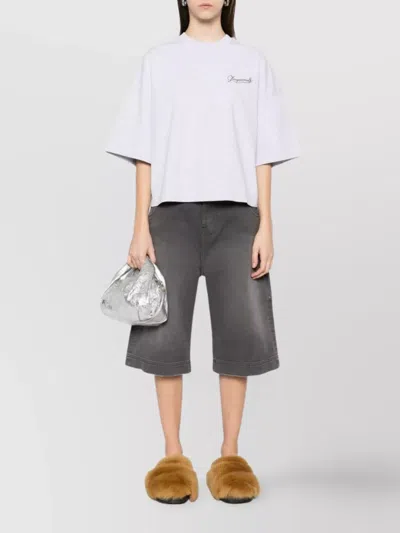 Jacquemus Short Sleeve Crew Neck Oversized Top In Grey