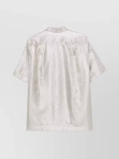 Dries Van Noten Box-pleat Detail Metallic Finish Shirt In White