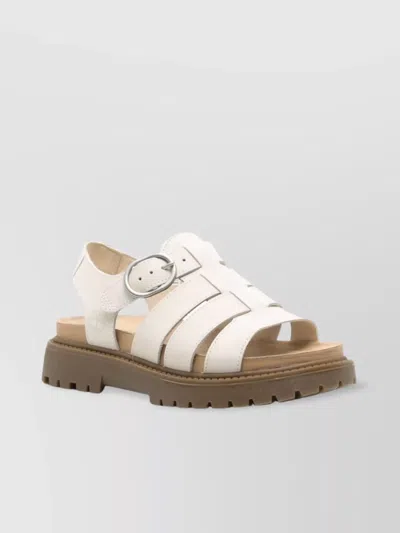 Timberland Fisherman Sandal With Chunky Sole And Caged Design In White