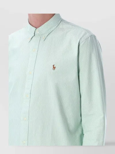 Polo Ralph Lauren Striped Button-down Oxford Shirt In Blue