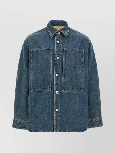Jil Sander Denim Jacket Featuring Chest Pocket And Contrast Stitching In Blue