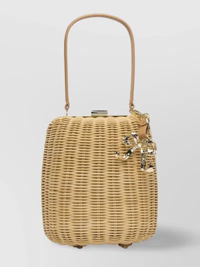 Self-portrait Brown Handbag With Removable Shoulder Strap And Keychain Detail In Brown