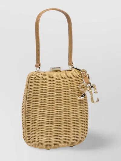 Self-portrait Brown Handbag With Removable Shoulder Strap And Keychain Detail In Brown