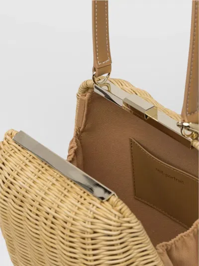 Self-portrait Brown Handbag With Removable Shoulder Strap And Keychain Detail In Brown