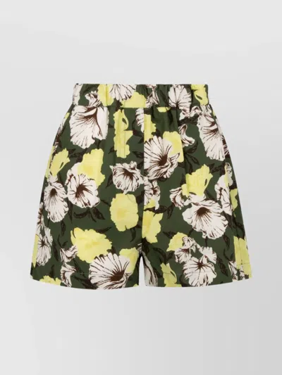 Msgm Cotton High-rise Floral Print Shorts In Multicolour