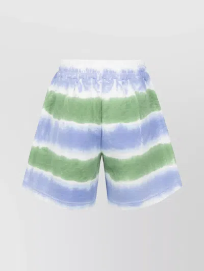 Msgm Elastic Waistband Tie-dye Pattern Shorts In Blue