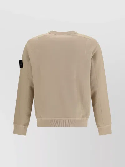 Stone Island Ribbed Cotton Crewneck Sweater For Casual Sophistication