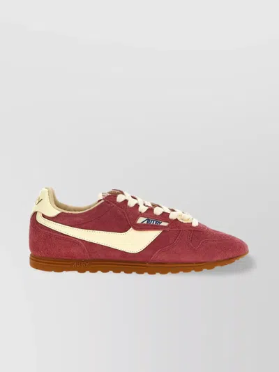 Autry Windspin Suede And Leather Sneakers In Rubyrutabaga In Pink