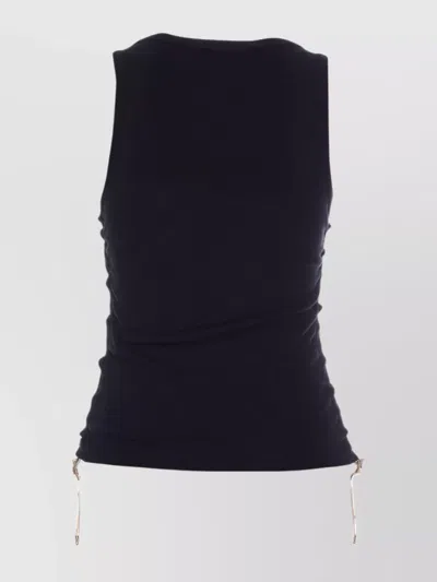Burberry Cotton-blend Gathered Tank Top In Black