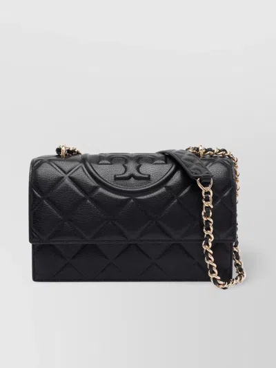 Tory Burch Small Fleming Diamond Quilted Leather Convertible Shoulder Bag In Black