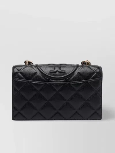 Tory Burch Small Fleming Diamond Quilted Leather Convertible Shoulder Bag In Black
