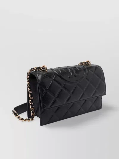 Tory Burch Small Fleming Diamond Quilted Leather Convertible Shoulder Bag In Black