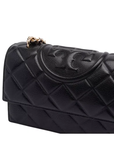 Tory Burch Small Fleming Diamond Quilted Leather Convertible Shoulder Bag In Black