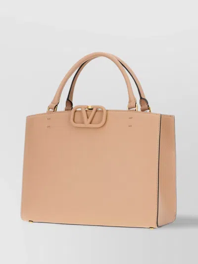Valentino Garavani Tote Leather Shopping Structured Shape In Pink