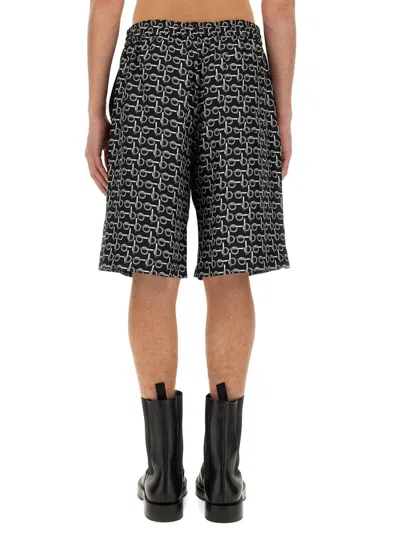 Burberry All Over Print Bermuda Shorts In Black
