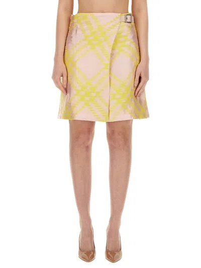 Burberry Check Silk Skirt In Multicolor