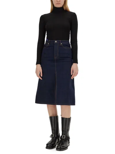 Burberry Midi Skirt In Blue