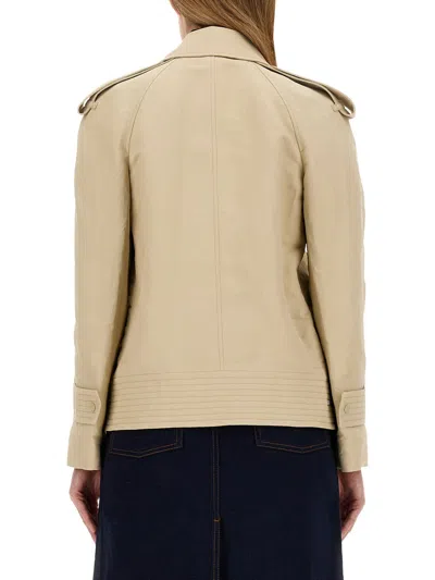 Burberry Canvas Trench Jacket In Oat