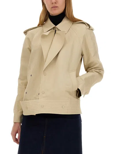 Burberry Canvas Trench Jacket In Oat