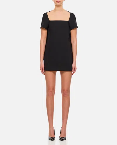 Khaite Benji Square-neck Short-sleeve Mini Dress In Black