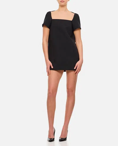 Khaite Benji Square-neck Short-sleeve Mini Dress In Black