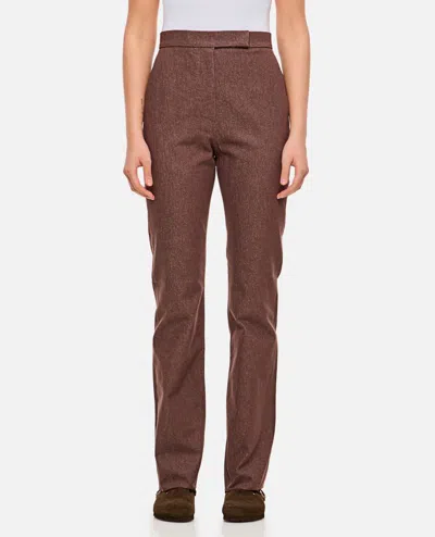 Max Mara Wide Leg High Waist Trousers With Front Crease In Brown