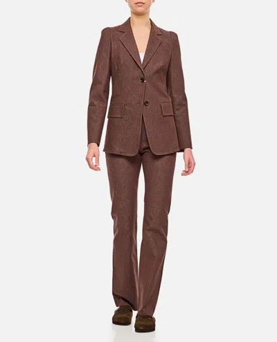 Max Mara Wide Leg High Waist Trousers With Front Crease In Brown