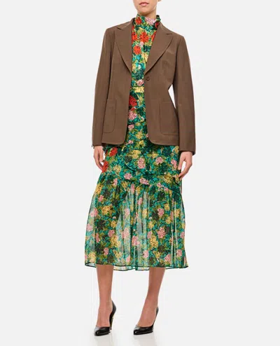 Fendi Wool Mohair Tailored Blazer Notched Collar In Brown