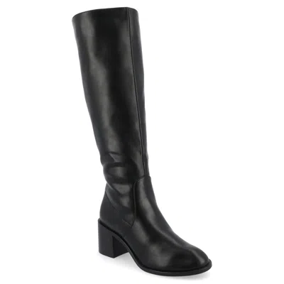 Journee Collection Wide Width Extra Wide Calf Womens Romilly Tru Comfort Foam Stacked Block Heel Round Toe Boots In Black