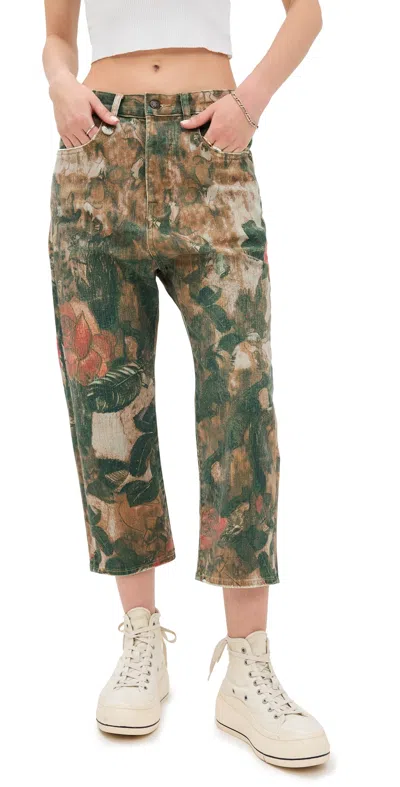 R13 Khaki Boy Straight Jeans In Printed Camo Rose