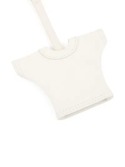 Mm6 Maison Margiela T-shirt Leather Charm Keyring In White