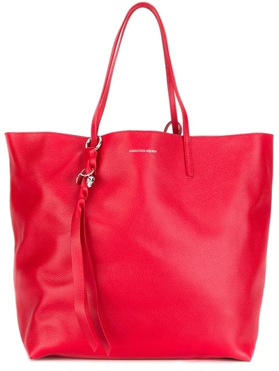 Alexander Mcqueen Skull Textured-leather Tote In Red