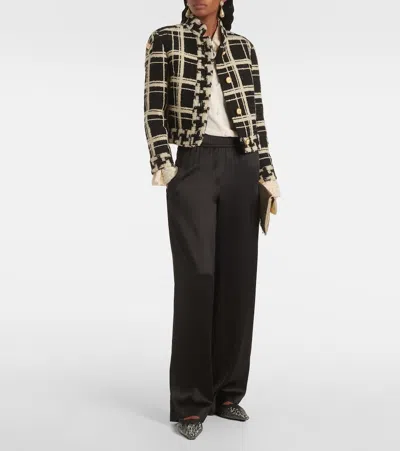 Jimmy Choo Embellished Mesh Pointed Toe Mules In Black