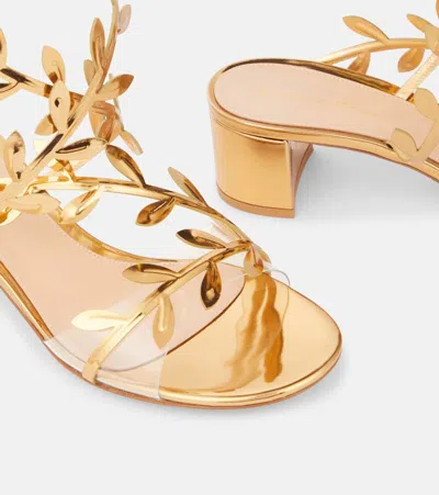 Gianvito Rossi Flavia Mirrored Leather Sandals In Gold