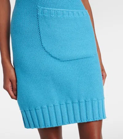 Jw Anderson Front Pocket Sleeveless Knit Mini Shift Dress In Blue
