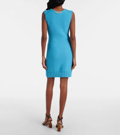 Jw Anderson Front Pocket Sleeveless Knit Mini Shift Dress In Blue