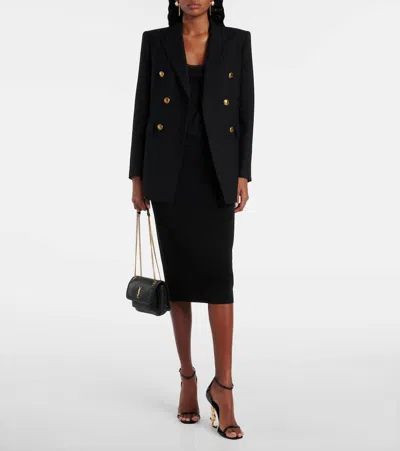 Saint Laurent Opyum Patent Leather Sandals With Structured Heel Featuring Metal Ysl Initials And Adj In Black