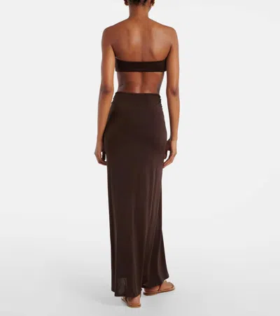 Jade Swim Clara Ruched Bandeau Bikini Top In Brown