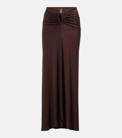 Jade Swim Skyla Ruched Maxi Skirt In Brown