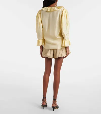 Chloé V-neck Ruffle Top In Silk Habotai In Yellow