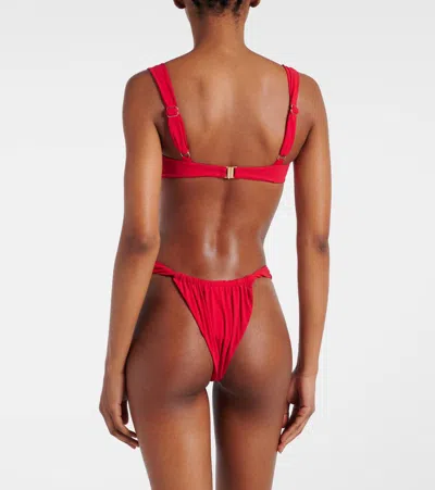 Faithfull Andez Ruched Bikini Bottoms In Red